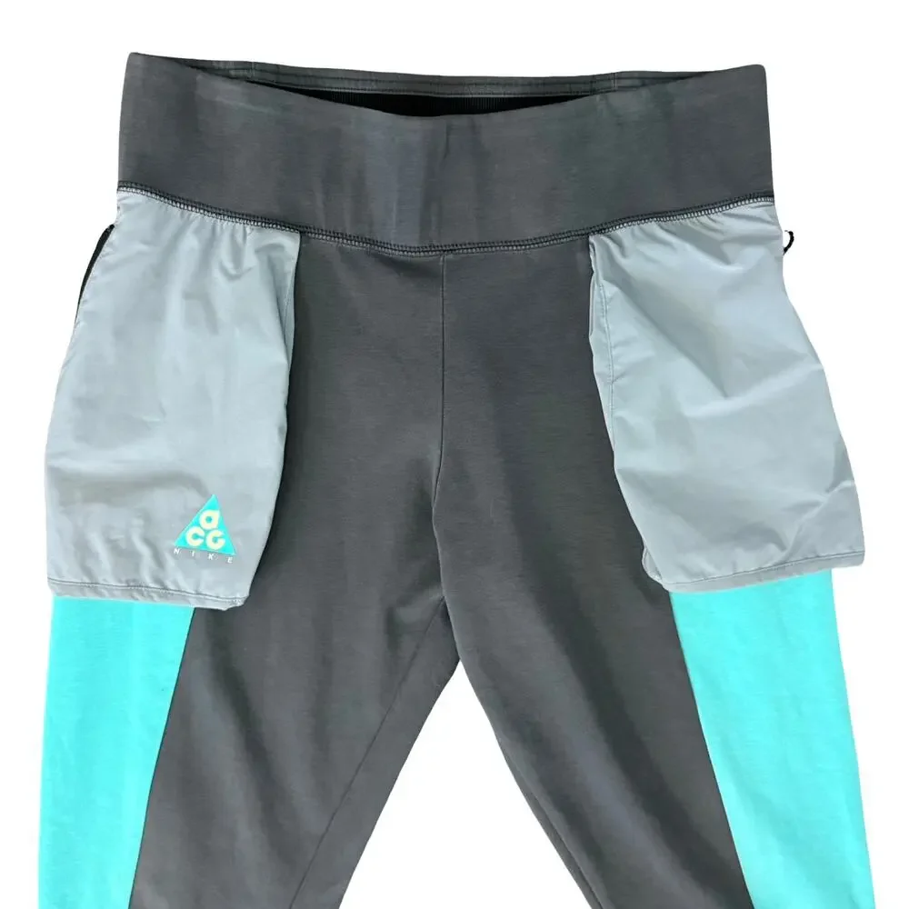 Nike ACG Gray Teal Blue External Zippered Pockets Sweatpants Joggers size L